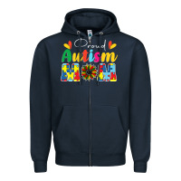 Navy Proud Autism Mom sunflower Zipper Hoodie - CowhideDigitalArt