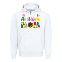 White Proud Autism Mom sunflower Zipper Hoodie - CowhideDigitalArt