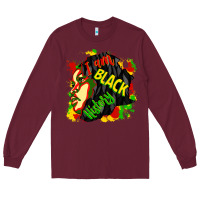 Burgundy i am black history Long Sleeve Tee - CowGirlArtShop