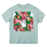 Arona cute snowman and gift box with leopard seamless pattern bbs Heavy Core Tee - BundleAndBundleShop