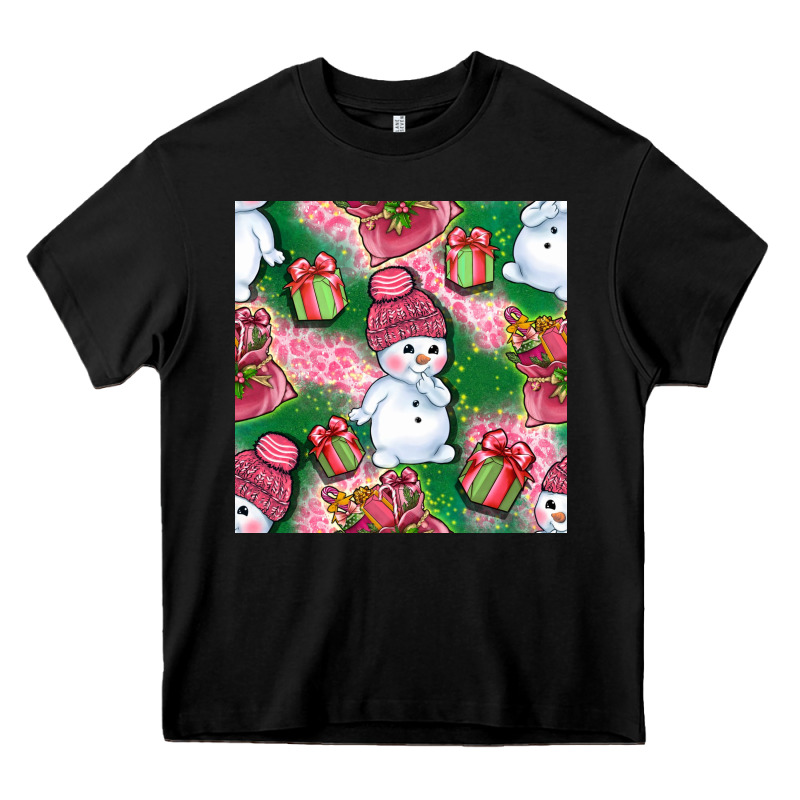 Cute Snowman And Gift Box With Leopard Seamless Pattern Bbs Heavy Core Tee by BundleAndBundleShop | Teevron