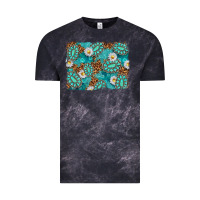 Cloud Black Leopard and Turquoise Gemstone Background Vintage Tee - texasbilliewilder