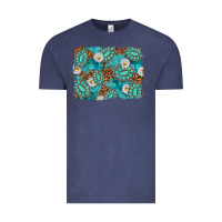Vintage Denim Leopard and Turquoise Gemstone Background Vintage Tee - texasbilliewilder