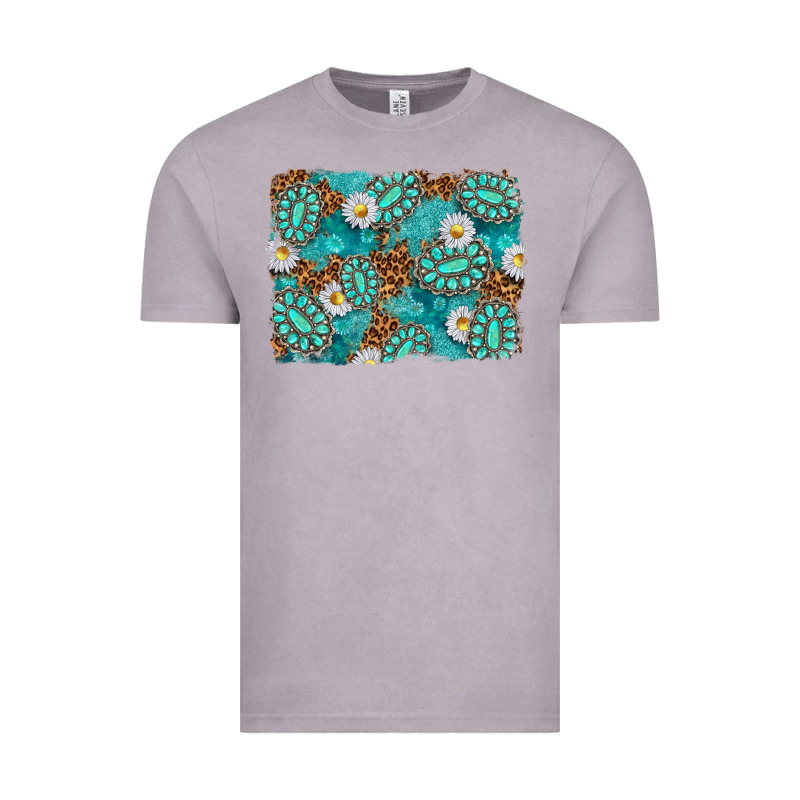 Leopard And Turquoise Gemstone Background Vintage Tee by texasbilliewilder | Teevron