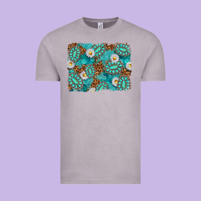 Leopard And Turquoise Gemstone Background Vintage Tee Designed By Texasbilliewilder