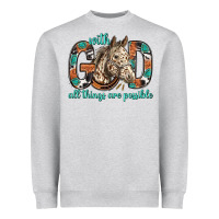 Heather Grey with god all things are possible with horse bbs Heavyweight Sweatshirt - BundleAndBundleShop