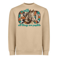 Mushroom with god all things are possible with horse bbs Heavyweight Sweatshirt - BundleAndBundleShop