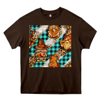 Chocolate Brown thanksgiving gnomies with leopard and tartan seamless pattern bbs Heavy Core Tee - BundleAndBundleShop