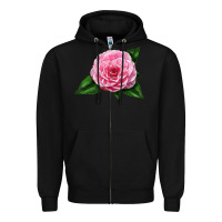 Black Camellia Flower Zipper Hoodie - LillyAllenDesigns
