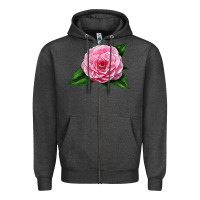 Charcoal Heather Camellia Flower Zipper Hoodie - LillyAllenDesigns