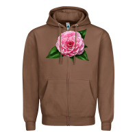 Chestnut Camellia Flower Zipper Hoodie - LillyAllenDesigns