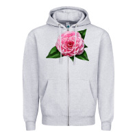 Heather Grey Camellia Flower Zipper Hoodie - LillyAllenDesigns