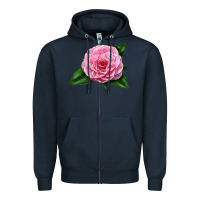 Navy Camellia Flower Zipper Hoodie - LillyAllenDesigns