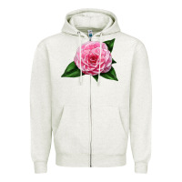 Oatmeal Heather Camellia Flower Zipper Hoodie - LillyAllenDesigns
