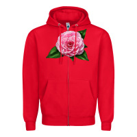 Red Camellia Flower Zipper Hoodie - LillyAllenDesigns