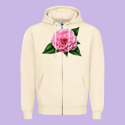 Camellia Flower Zipper Hoodie Designed By Lillyallendesigns