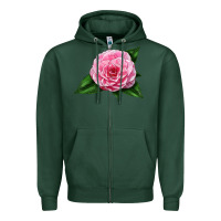 Sports Green Camellia Flower Zipper Hoodie - LillyAllenDesigns
