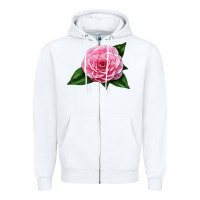 White Camellia Flower Zipper Hoodie - LillyAllenDesigns
