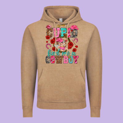 Cupid Find Me A Cowboy Valentine's Day Vintage Hoodie Designed By Howdyjamesfarm