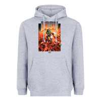 Heather Grey doom 1993 poster pc fps Heavyweight Hoodie - lanVoArt