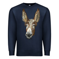 Navy american mammoth jackstock donkey  face Premium Sweatshirt - LillyAllenDesigns