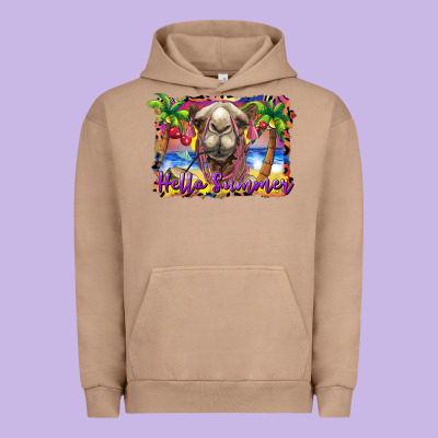 Hello Summer Camel At The Beach Urban Hoodie Designed By Barkaloodesign