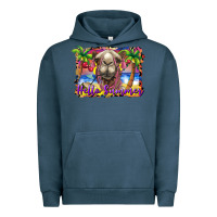 Pigment Midnight Navy hello summer camel at the beach Urban Hoodie - BarkalooDesign