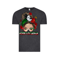 Vintage Black Mexicana messy bun Vintage Tee - NancyCooperArtShop
