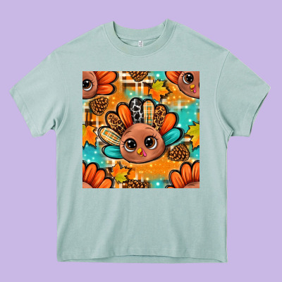 Thanksgiving Turkey And Cone With Tartan Seamless Pattern Bbs Heavy Core Tee Designed By Bundleandbundleshop