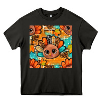 Asphalt thanksgiving turkey and cone with tartan seamless pattern bbs Heavy Core Tee - BundleAndBundleShop