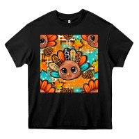Black thanksgiving turkey and cone with tartan seamless pattern bbs Heavy Core Tee - BundleAndBundleShop