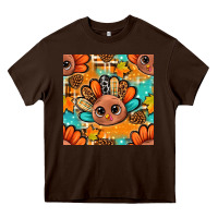 Chocolate Brown thanksgiving turkey and cone with tartan seamless pattern bbs Heavy Core Tee - BundleAndBundleShop