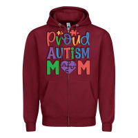 Burgundy Proud Autism Mom Zipper Hoodie - CowhideDigitalArt