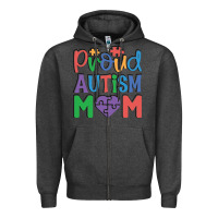 Charcoal Heather Proud Autism Mom Zipper Hoodie - CowhideDigitalArt