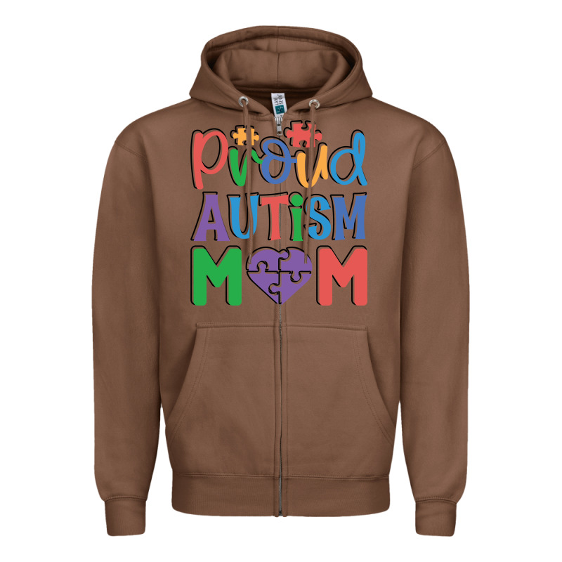 Proud Autism Mom Zipper Hoodie by CowhideDigitalArt | Teevron