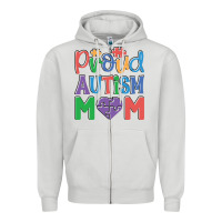 Dove Grey Proud Autism Mom Zipper Hoodie - CowhideDigitalArt