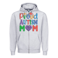 Heather Grey Proud Autism Mom Zipper Hoodie - CowhideDigitalArt