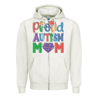 Oatmeal Heather Proud Autism Mom Zipper Hoodie - CowhideDigitalArt