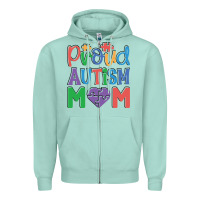 Seafoam Proud Autism Mom Zipper Hoodie - CowhideDigitalArt