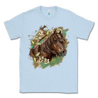 Dusty Blue missouri horse floral background Classic Tee - LillyAllenDesigns