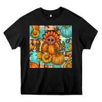 Black thanksgiving turkey with tartan seamless pattern bbs Heavy Core Tee - BundleAndBundleShop