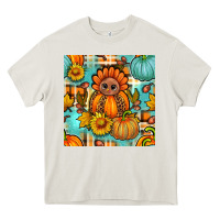 Cream thanksgiving turkey with tartan seamless pattern bbs Heavy Core Tee - BundleAndBundleShop