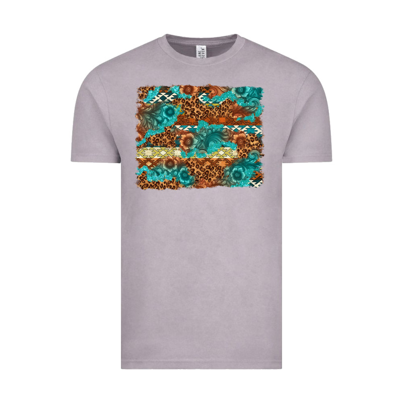 Leopard And Aztec Background Western Vintage Tee by texasbilliewilder | Teevron