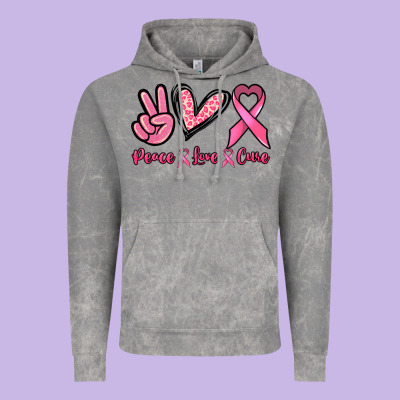 Peace Love Cure Cancer Awareness Vintage Hoodie Designed By Howdyjamesfarm