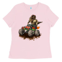 Bubblegum Pink monster truck and t rex dinosaur Ladies Tee - LillyAllenDesigns