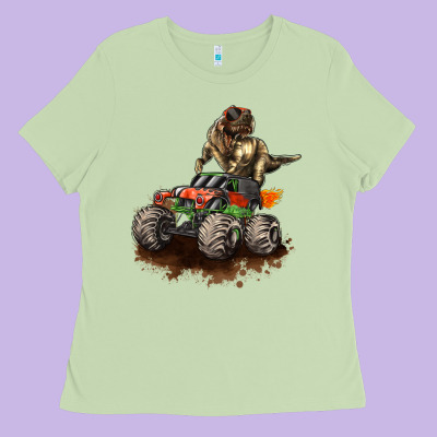 Monster Truck And T Rex Dinosaur Ladies Tee Designed By Lillyallendesigns
