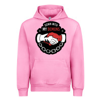 Fuchsia Pink awesome down with my demons  for gift adult and kids men women  2021 Urban Hoodie - lanVoArt