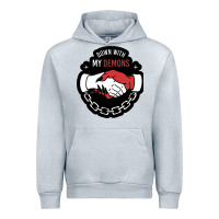 Heather Grey awesome down with my demons  for gift adult and kids men women  2021 Urban Hoodie - lanVoArt