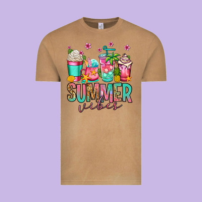 Summer Vibes Coffee Cups Vintage Tee Designed By Jasminsmagicworld