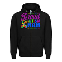 Black Proud Autism Mom Zipper Hoodie - CowhideDigitalArt